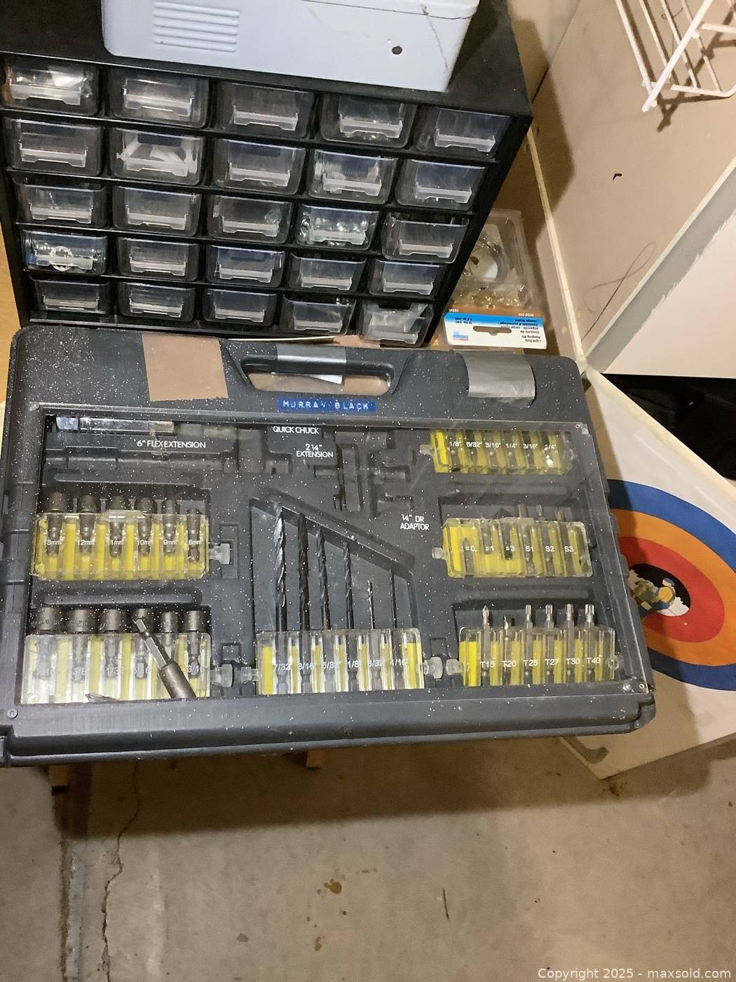 Bits Computer Table Wood Folding Table with Bits, Hardware, and Organizers | Maxsold