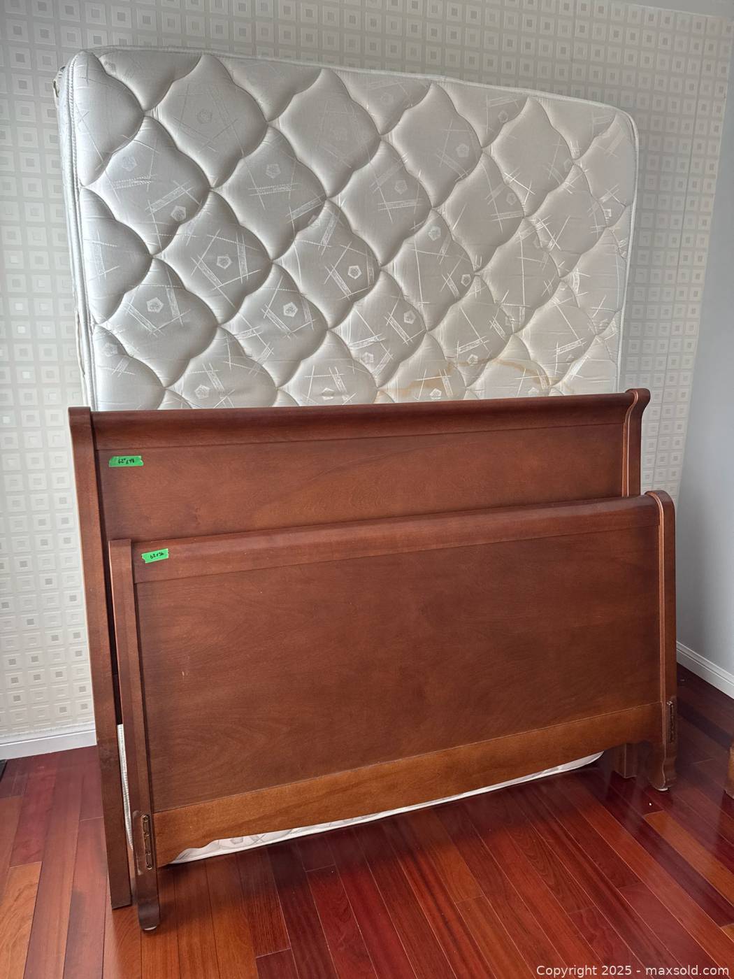 Queen sleigh bed with mattress and boxspring | Maxsold