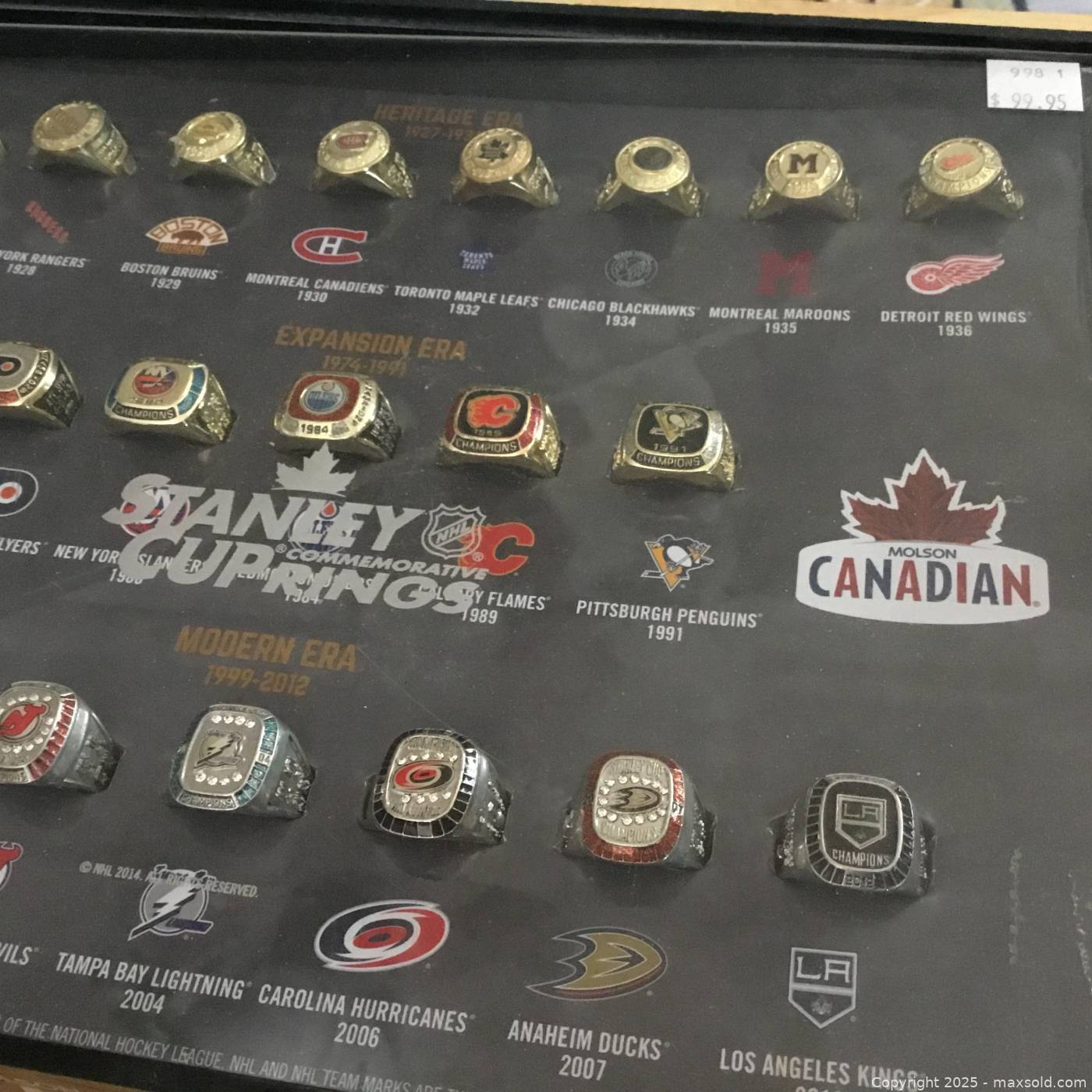Stans Rings Set of 20 Stanley Cup replica rings in display case | Maxsold