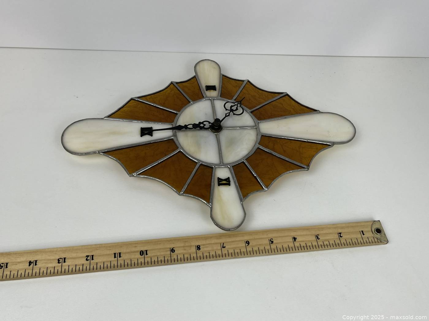Stained glass cross wall clock | Maxsold
