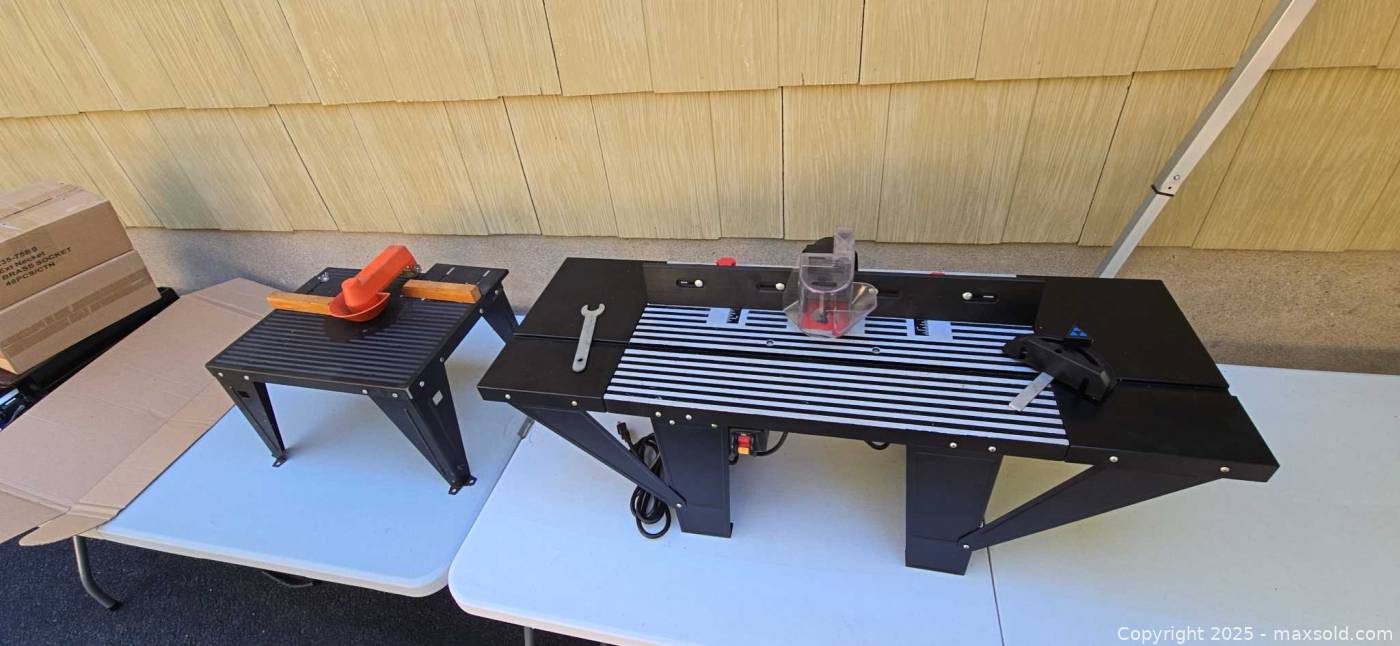 Master Grip Table Router Mastergrip 480410 router table, extra table, wrench | Maxsold