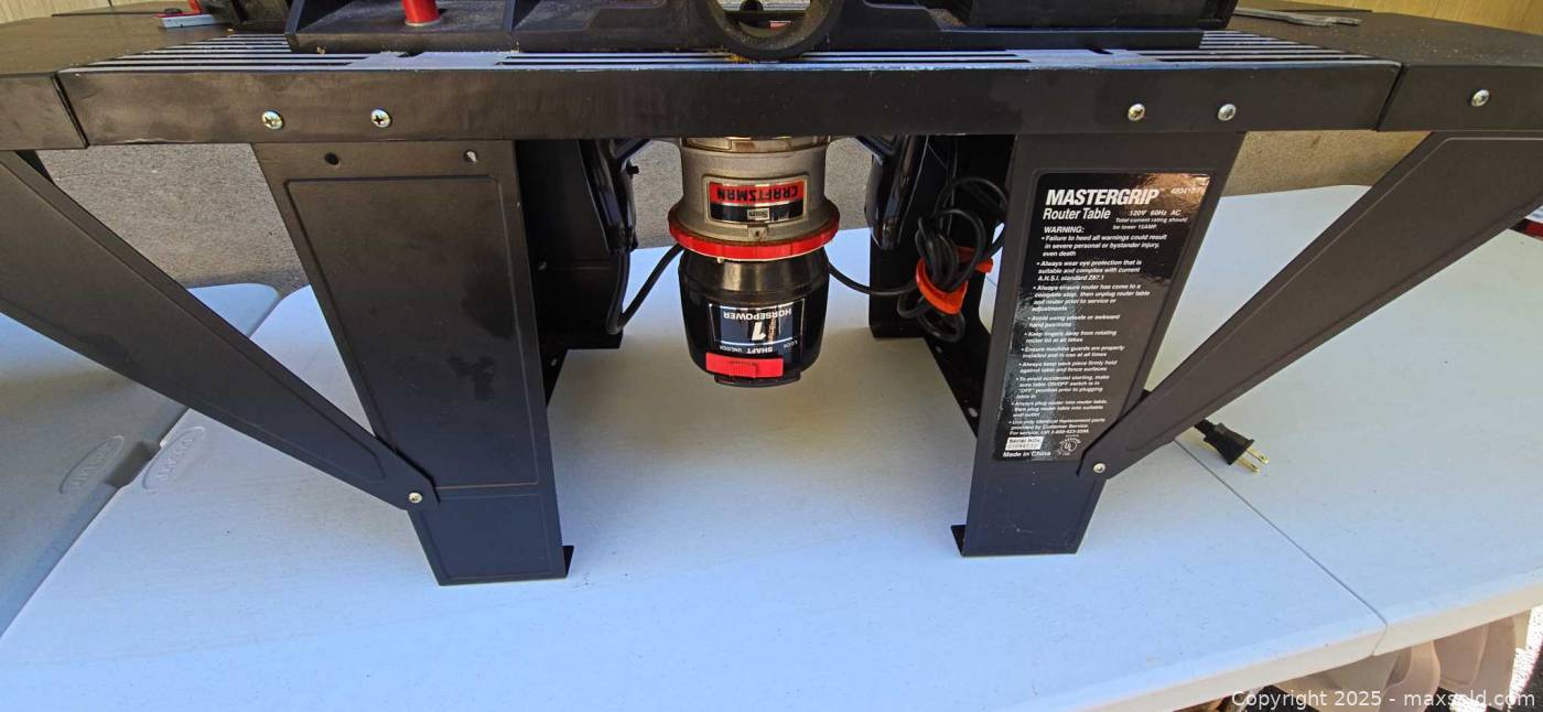 Master Grip Table Router Mastergrip 480410 router table, extra table, wrench | Maxsold