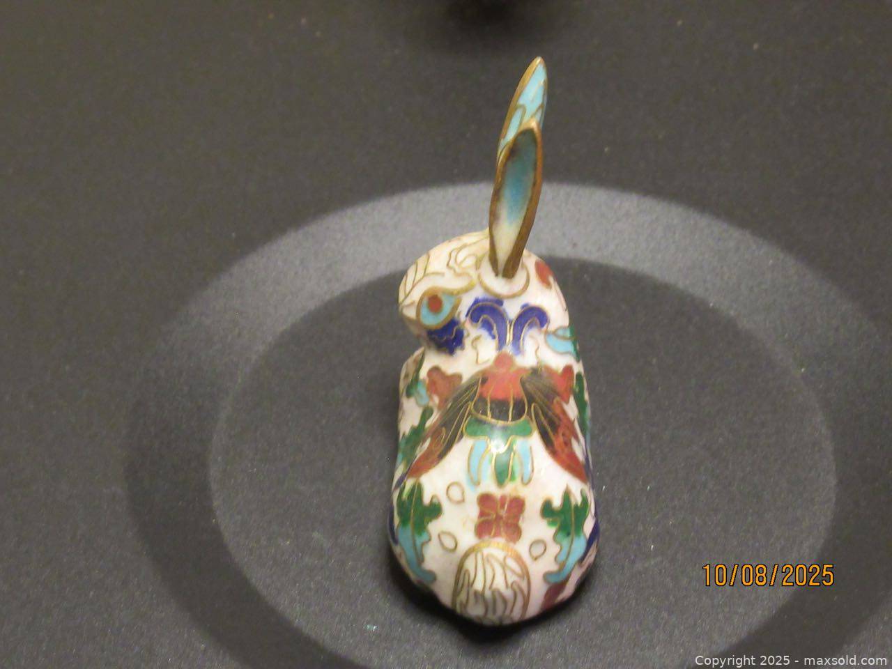 Vintage Chinese Cloisonné Enamel Rabbit Figurine 2