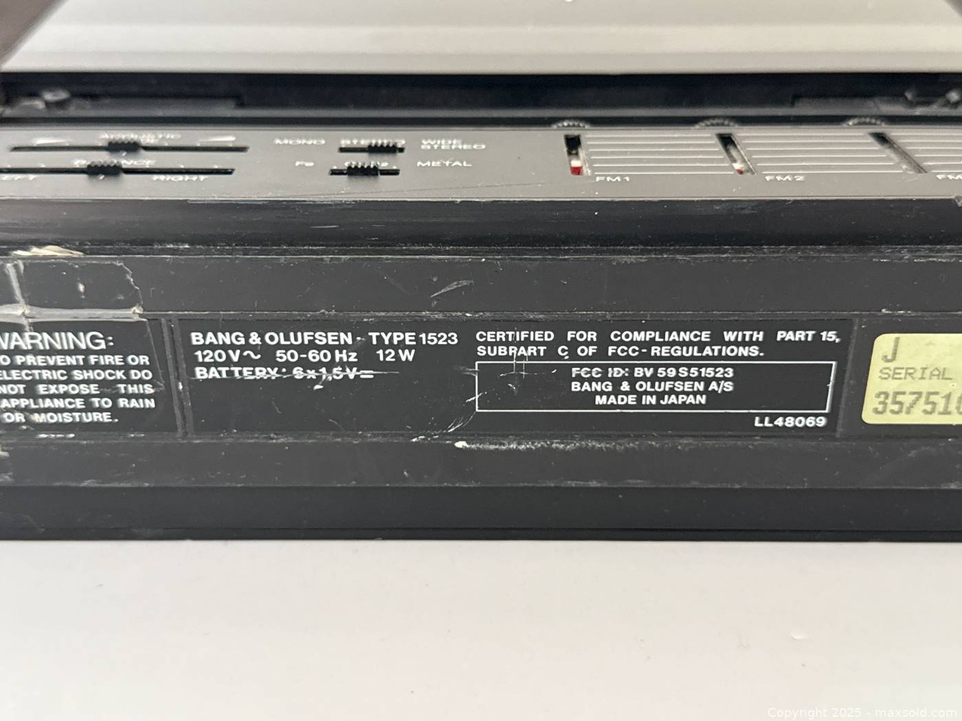 Radio Cassette Bang & Olufsen 1521 – Vintage Noir, état Fonctionnel