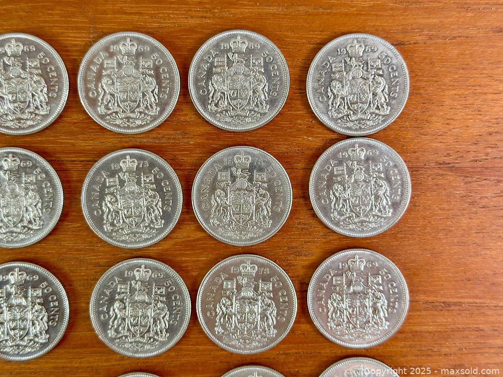 25 Canadian 50-Cent Coins 1960s-1970s | Maxsold