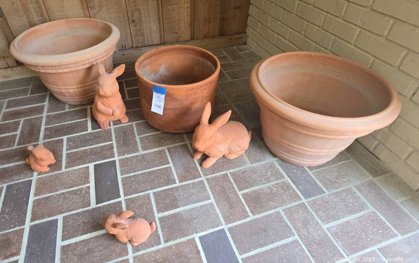 Terracotta Planters And Rabbit Statues | Maxsold