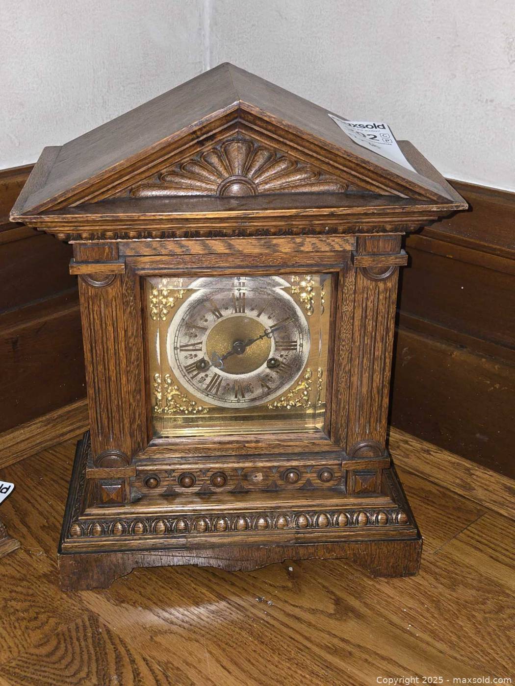 Antique unmarked wooden mantel clock | Maxsold