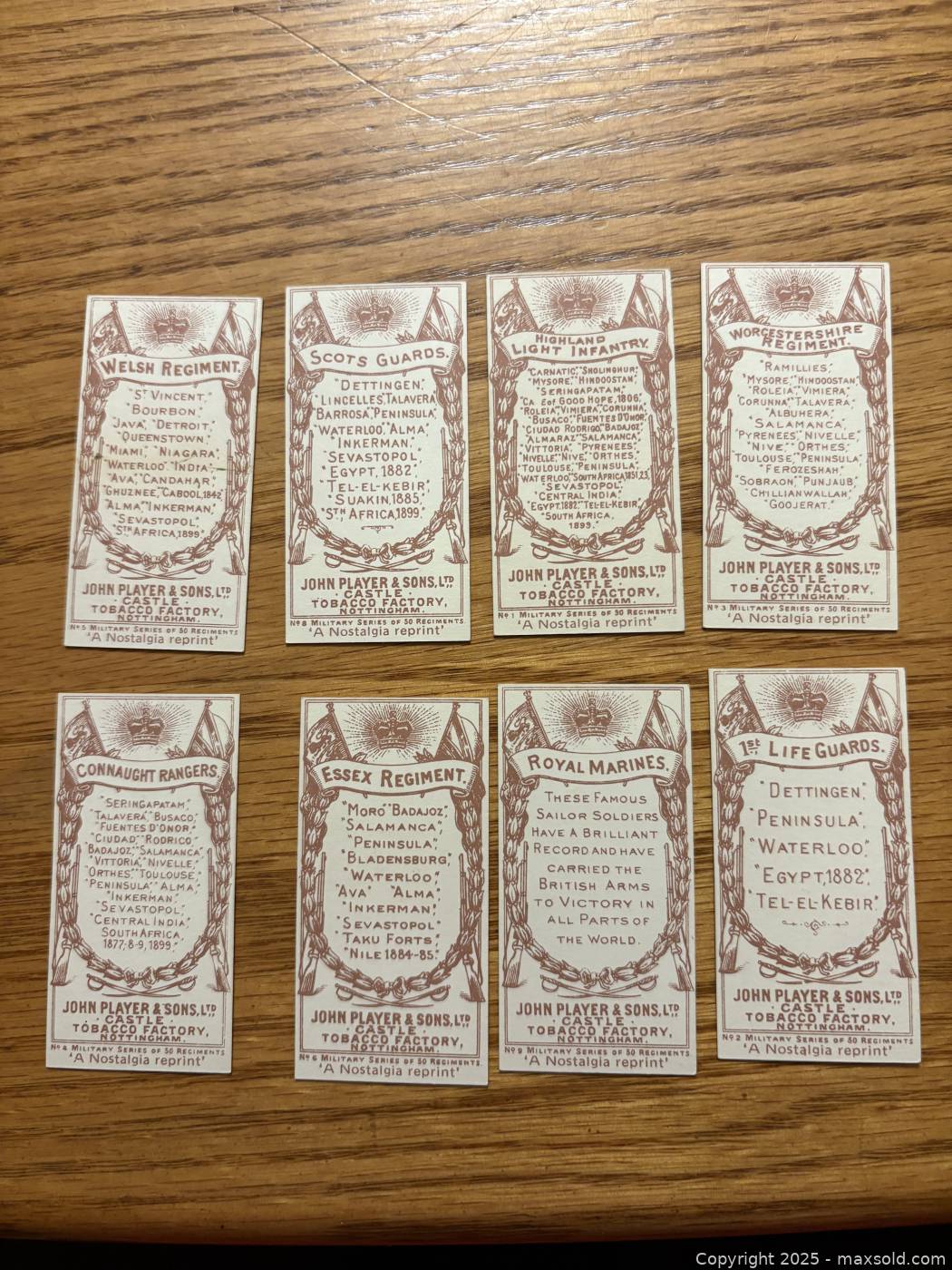 8 Player’s Cigarettes British military reprint cards | Maxsold