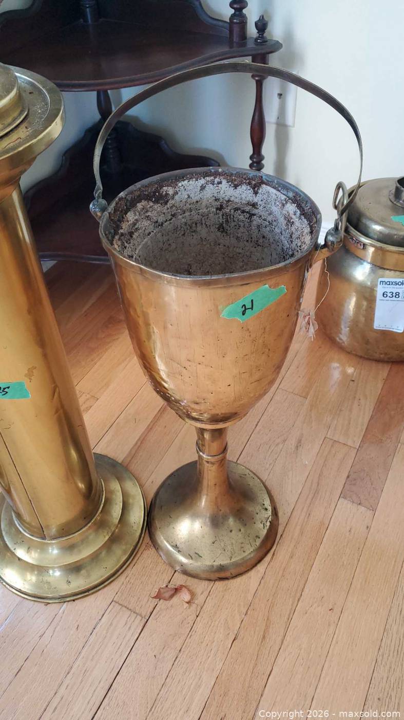 Large floor-standing brass planters and urns | Maxsold