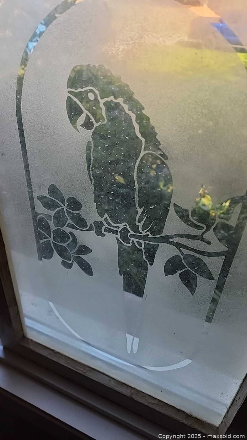 Frosted glass parrot window panel | Maxsold