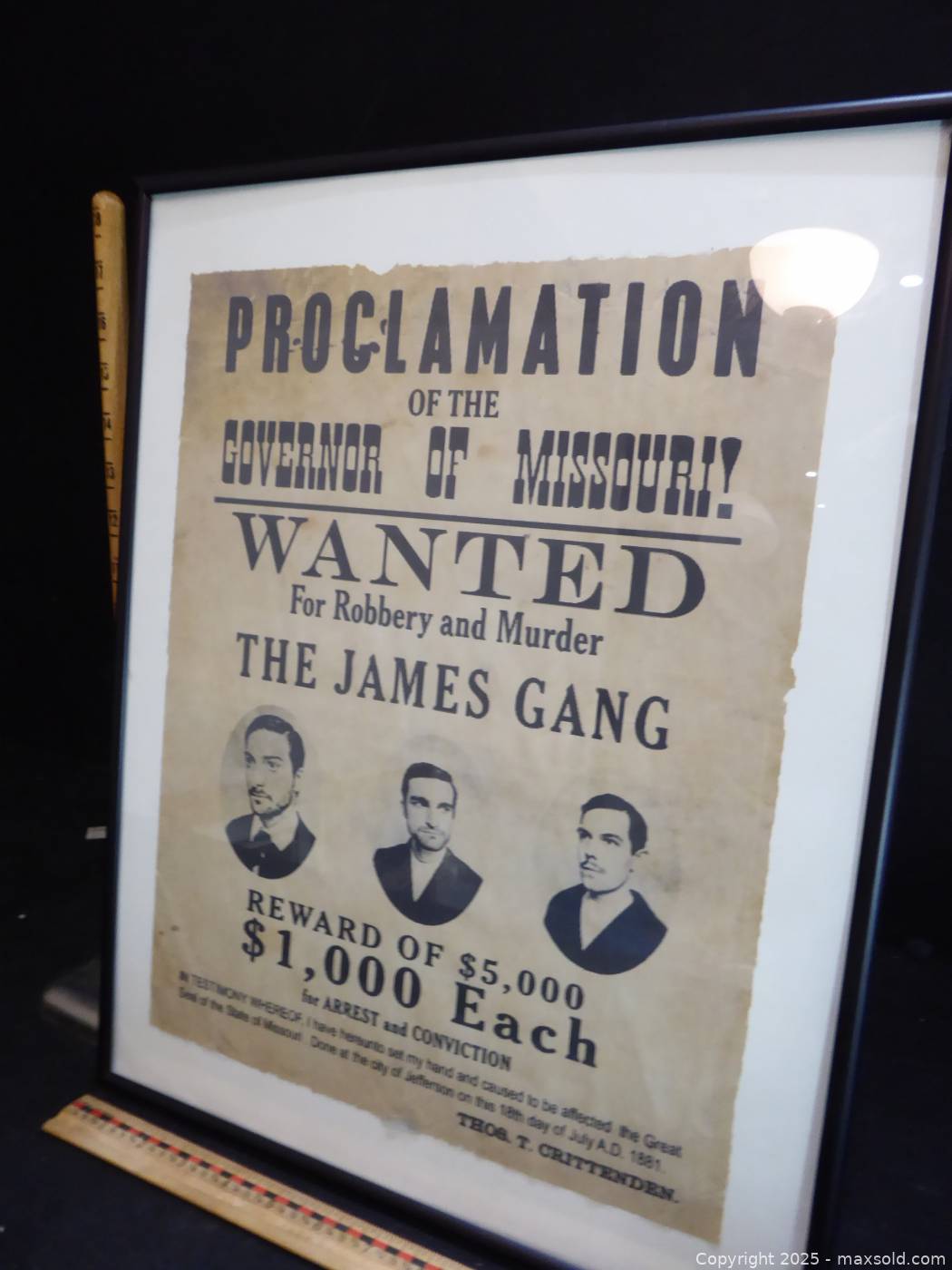Framed James Gang Wanted Reproduction Poster Maxsold