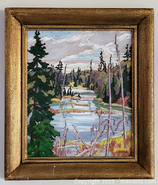 Signed landscape oil painting on board | Maxsold