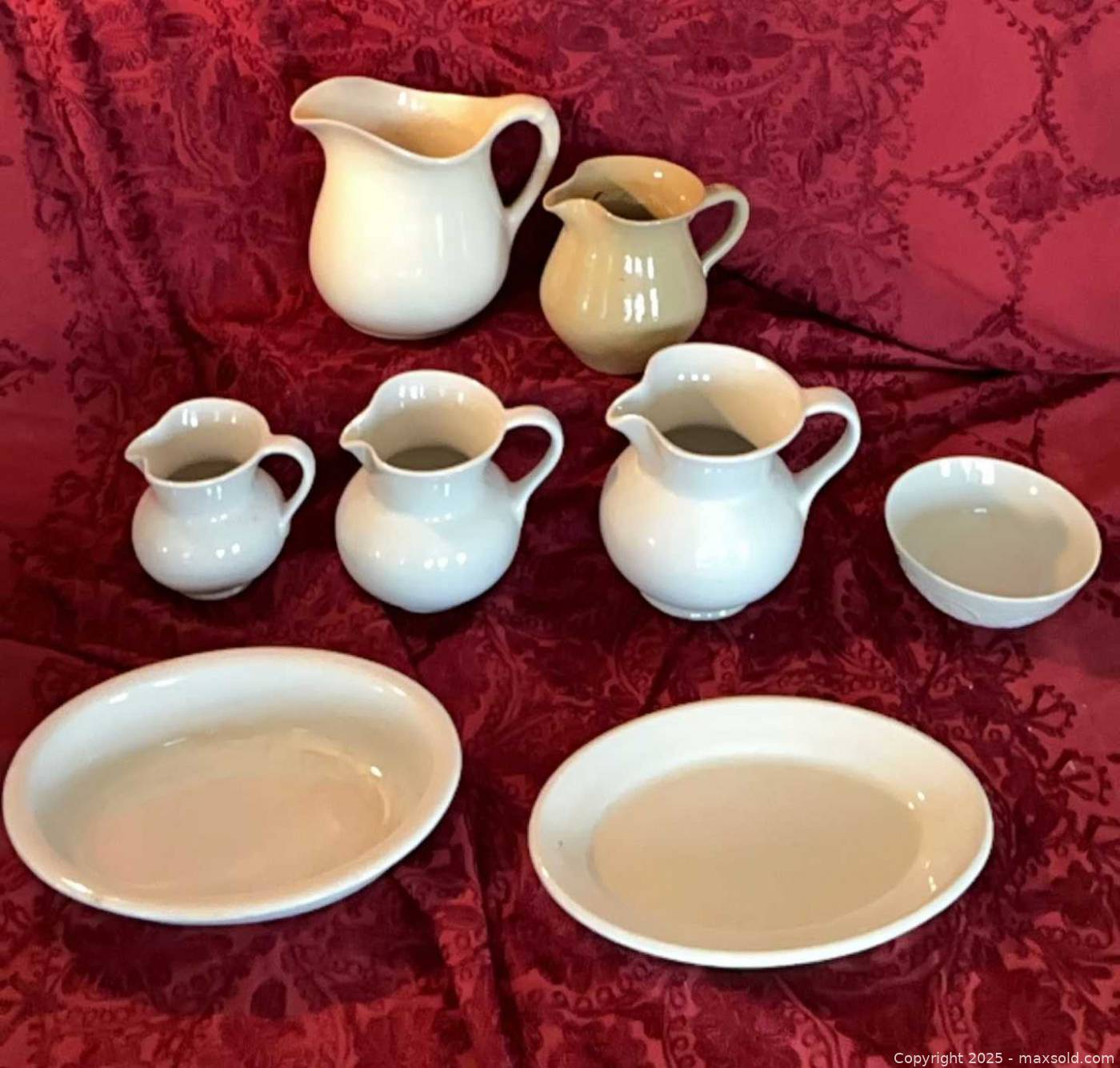 White stoneware pitchers and dishes | Maxsold