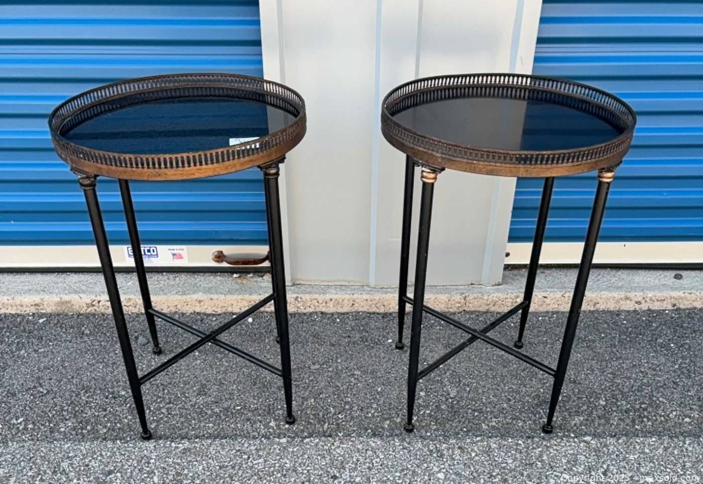 Pair metal round occasional tables | Maxsold