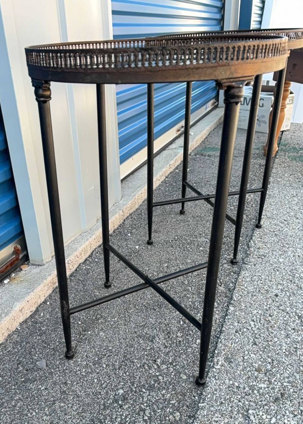 Pair metal round occasional tables | Maxsold