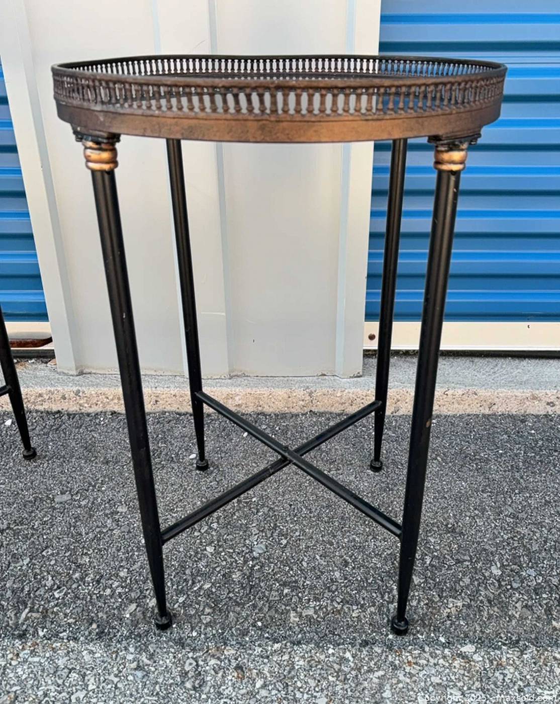 Pair metal round occasional tables | Maxsold