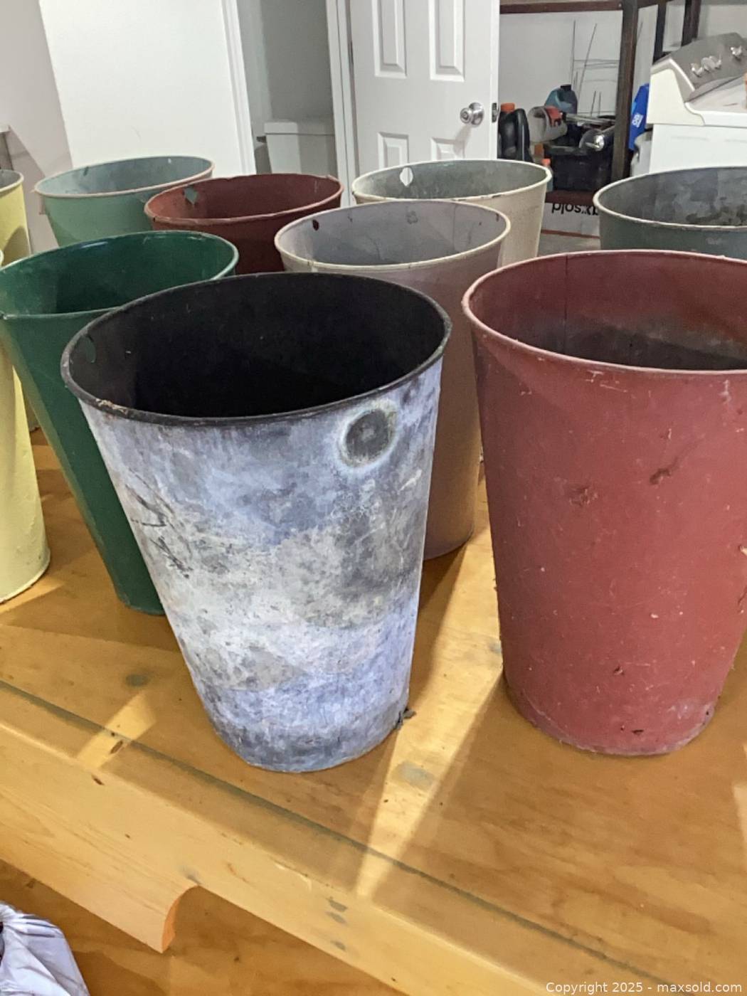 Lot of 11 galvanized maple sap buckets | Maxsold