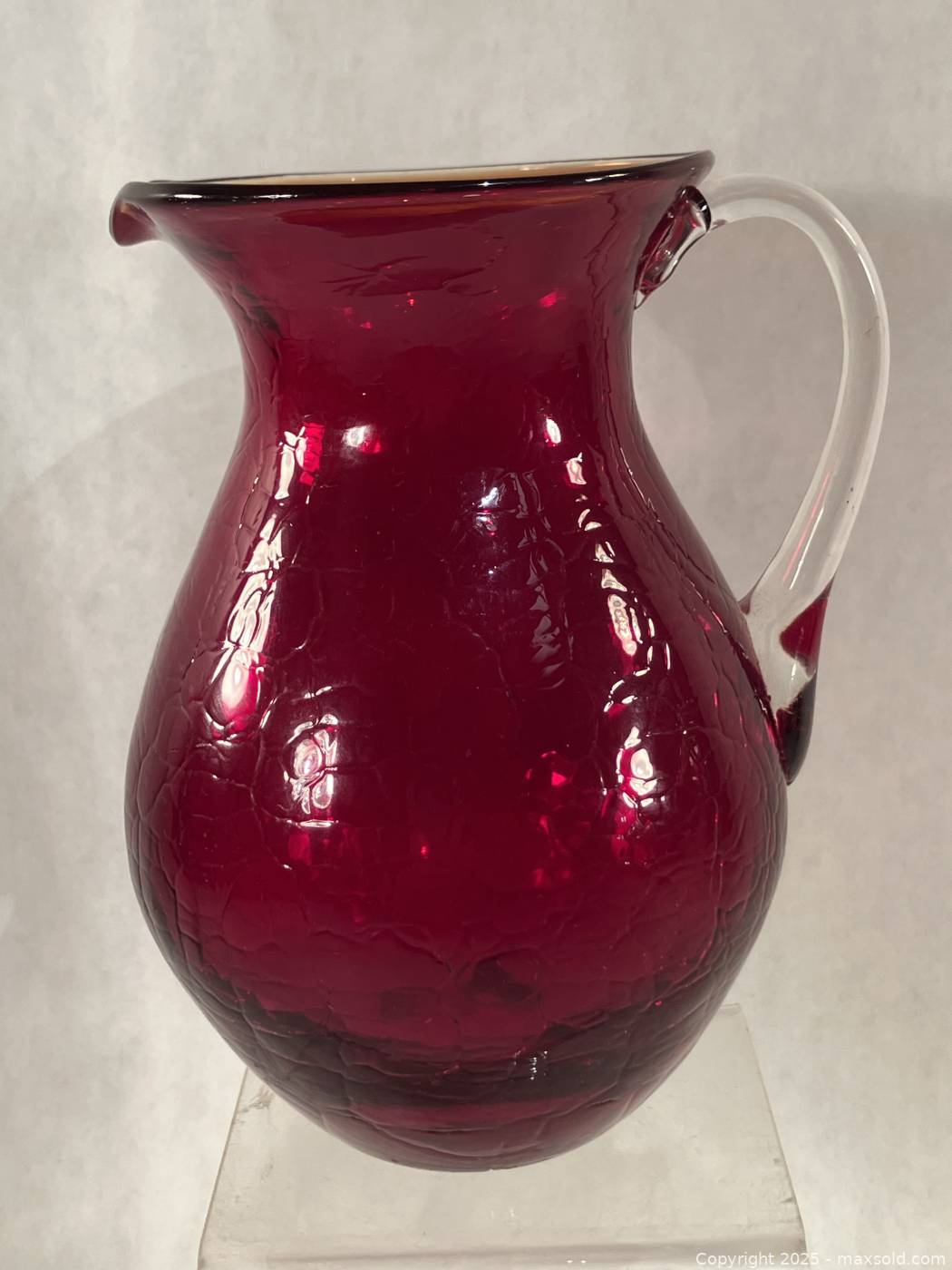 Ruby Pitcher Ruby cadmium crackle glass pitcher | Maxsold