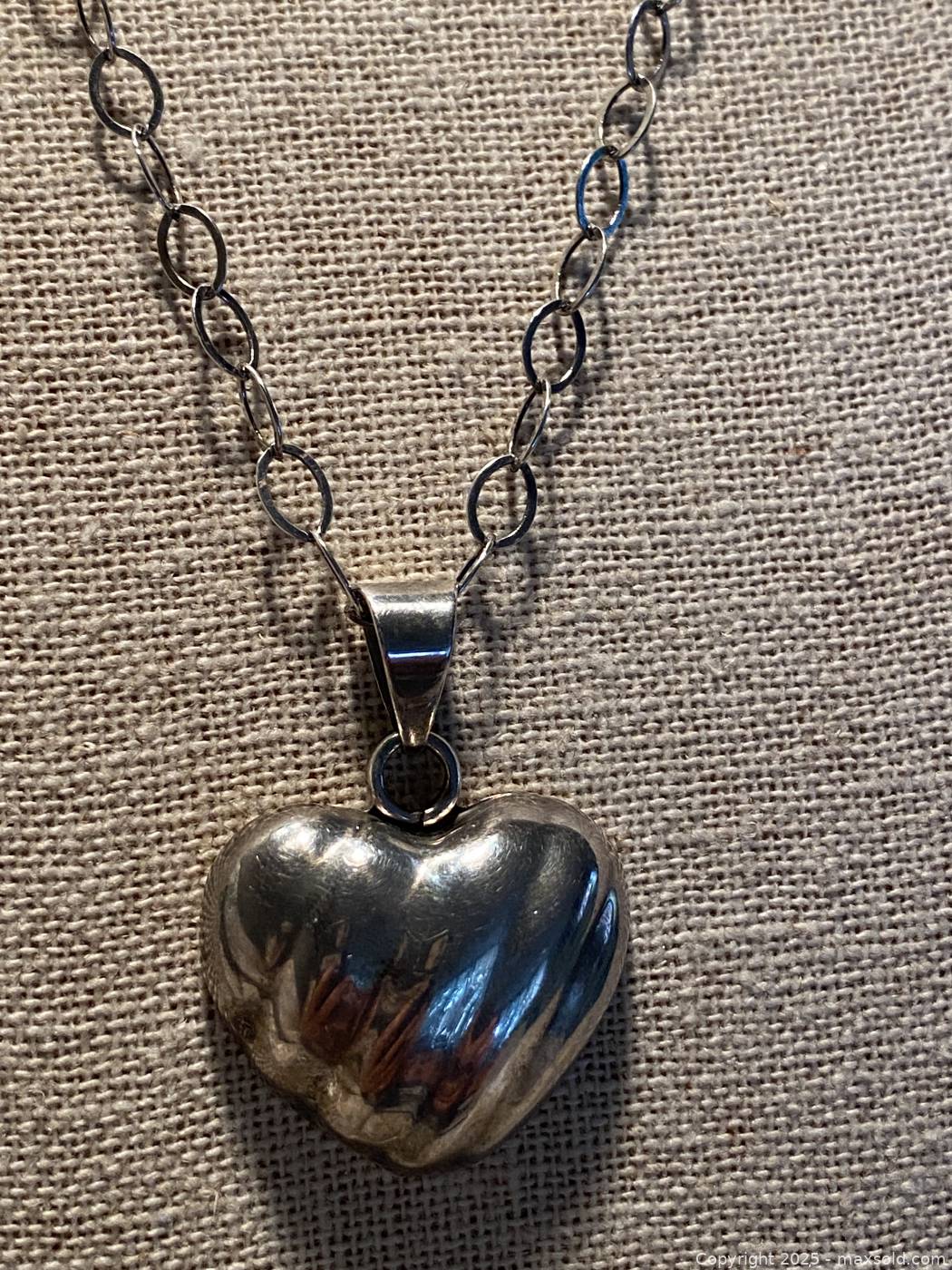 Sterling Silver Puffed Heart Pendant Necklace Maxsold