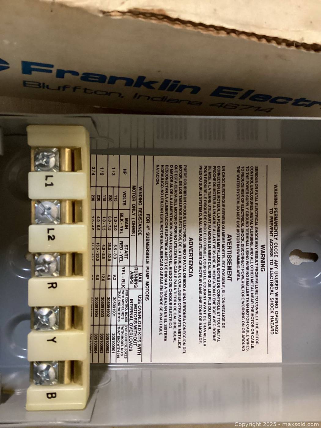 Franklin Electric 1 HP 230 V Submersible Motor Control Box | Maxsold