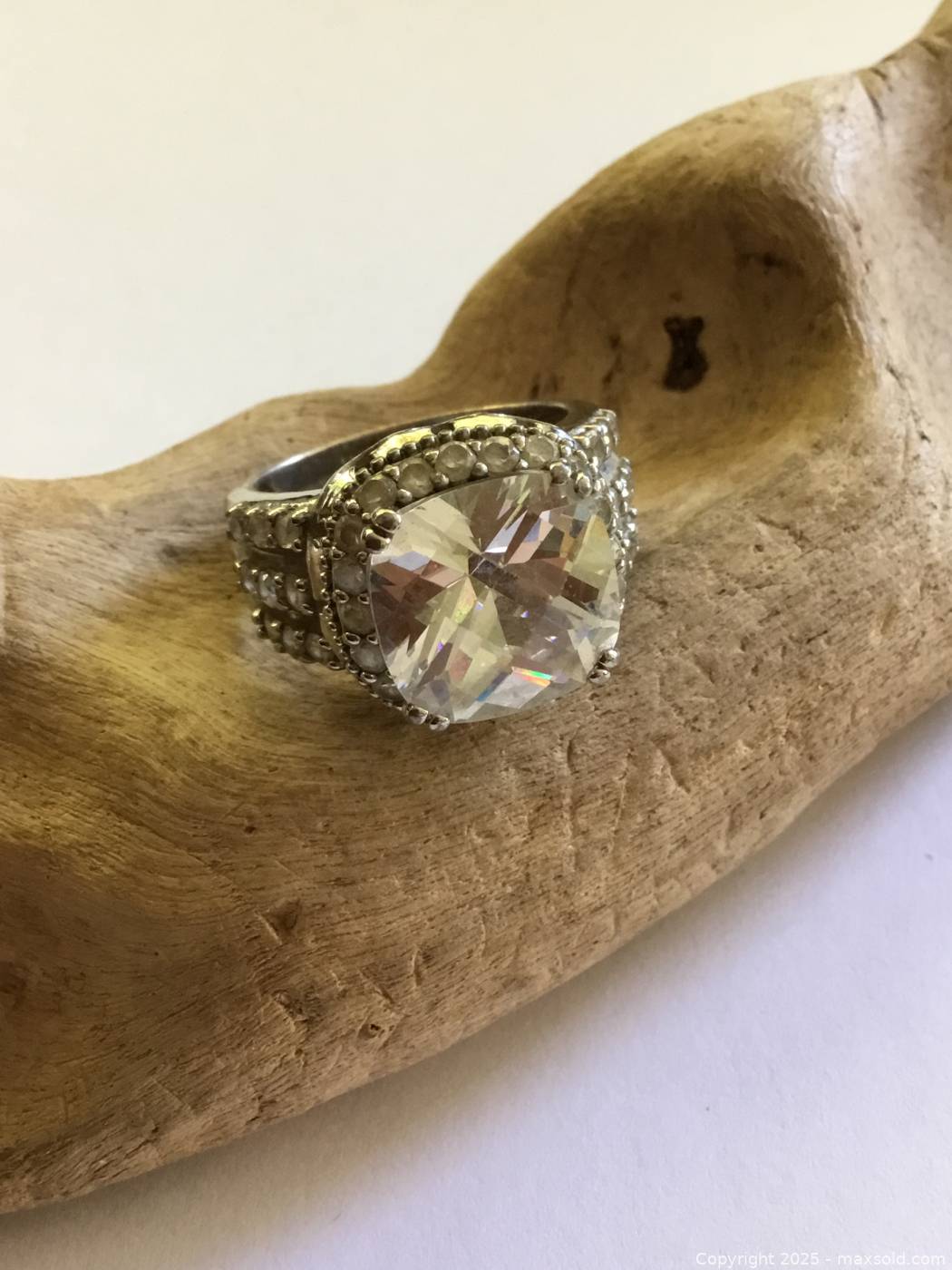 Sterling Silver 925 Crystal Statement Ring Size 7 3/4 | Maxsold