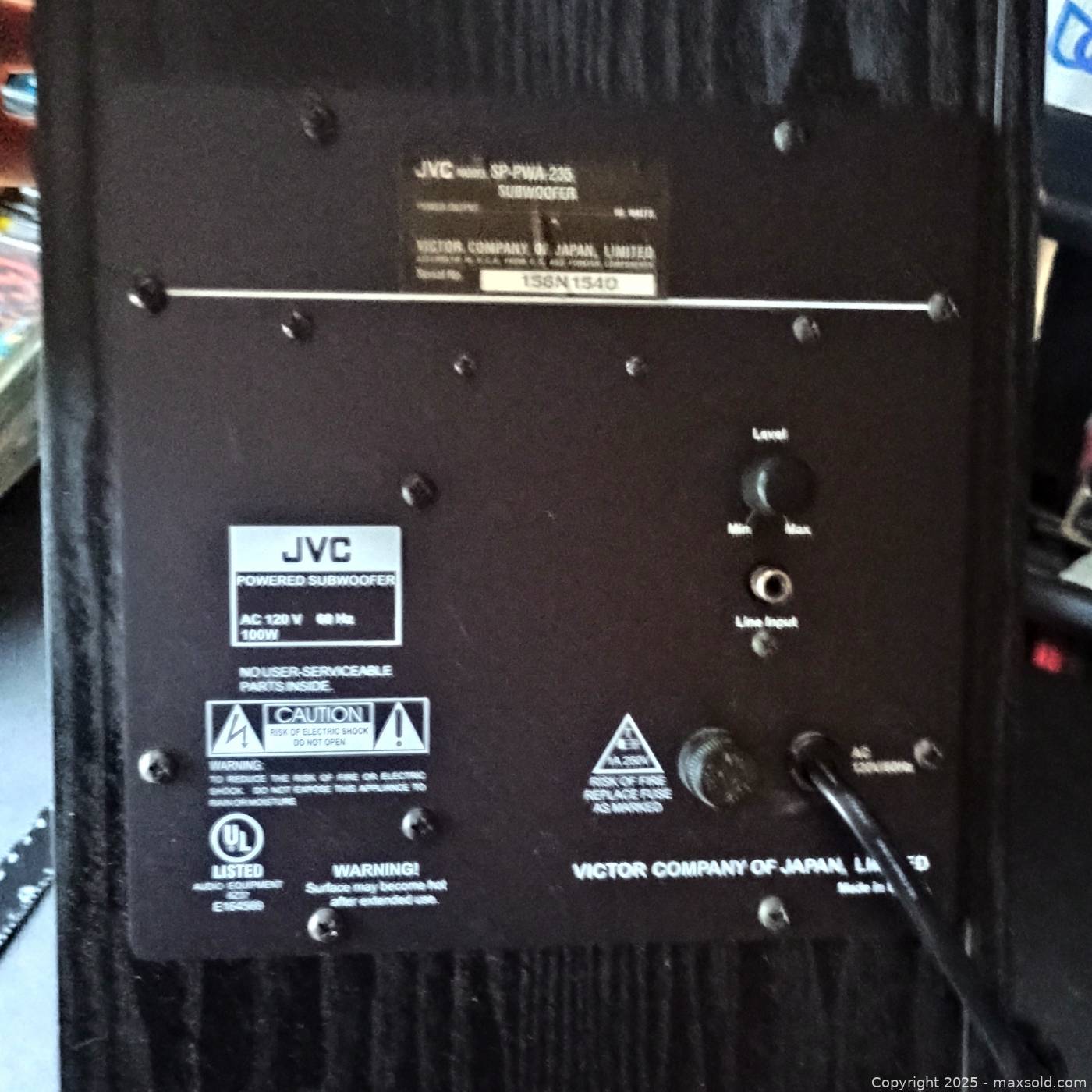 JVC powered subwoofer SP-PWA325 | Maxsold