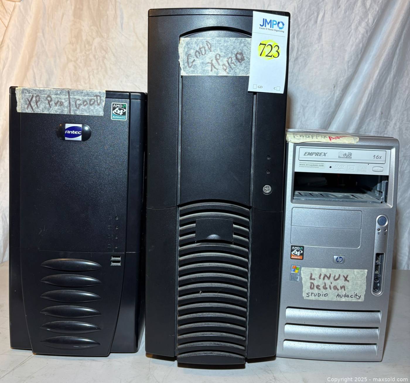 Three desktop computer towers | Maxsold