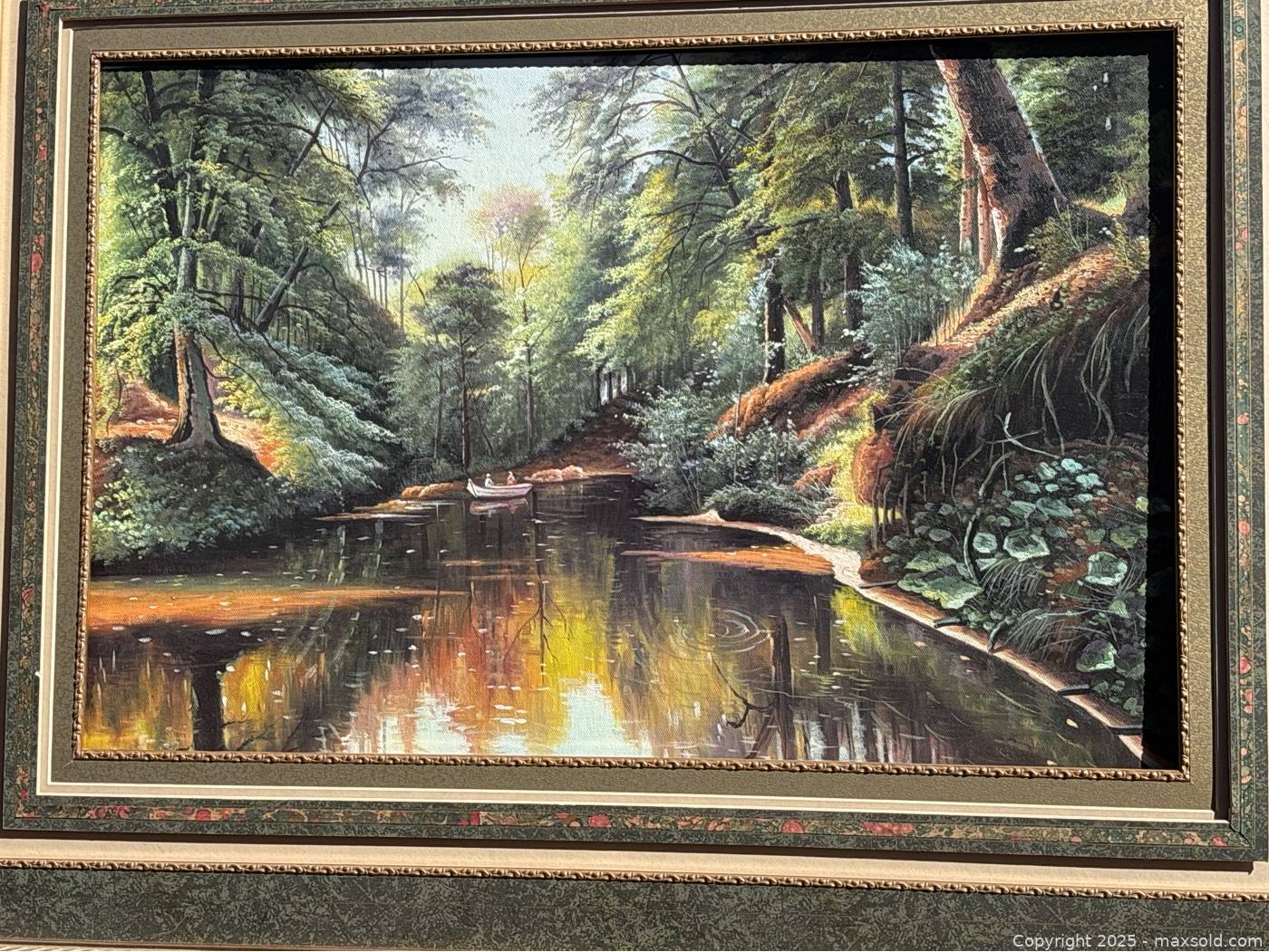 Framed Forest River Landscape Oil Painting | Maxsold