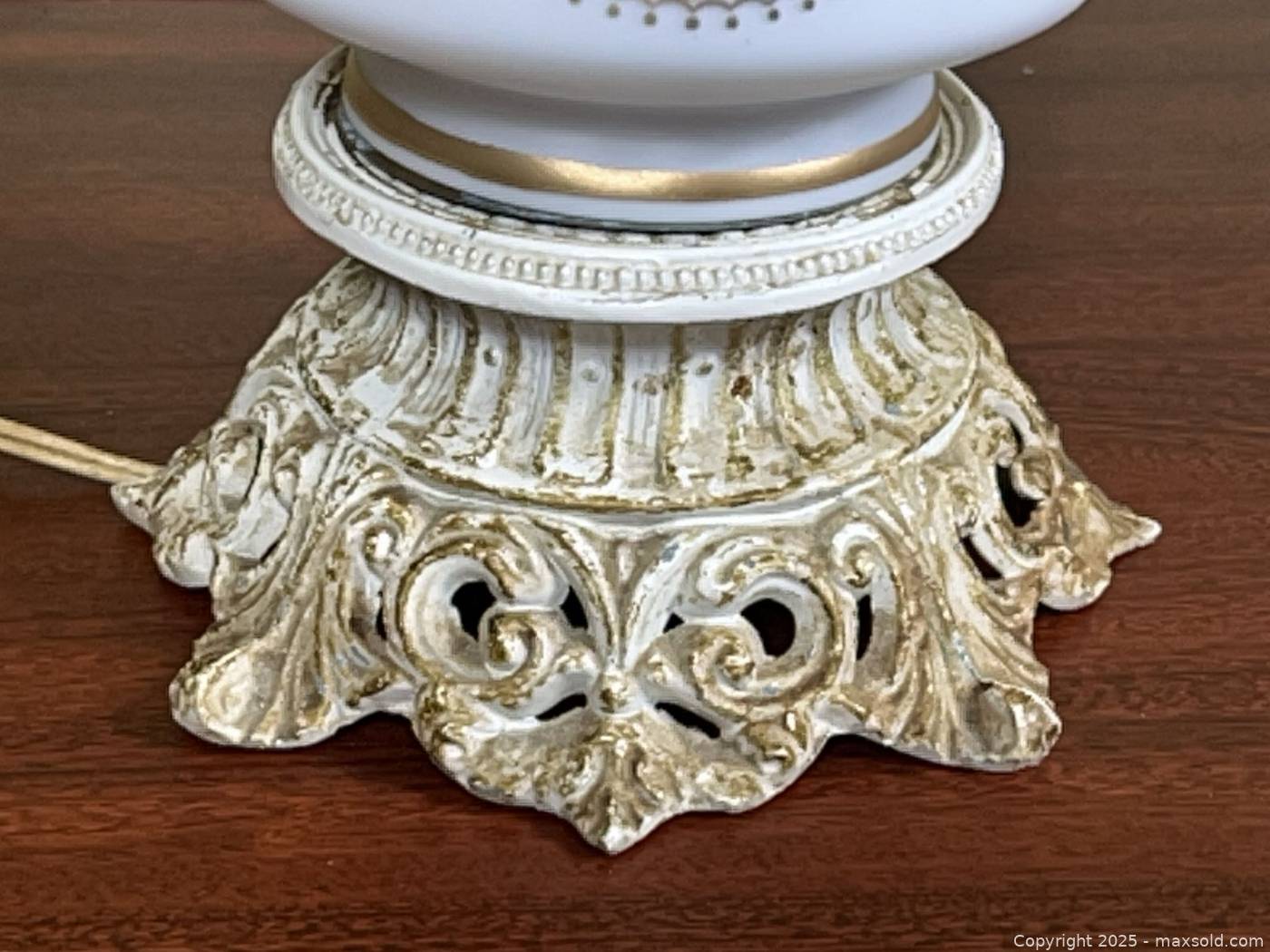 Ornate vintage table lamp with pleated shade | Maxsold