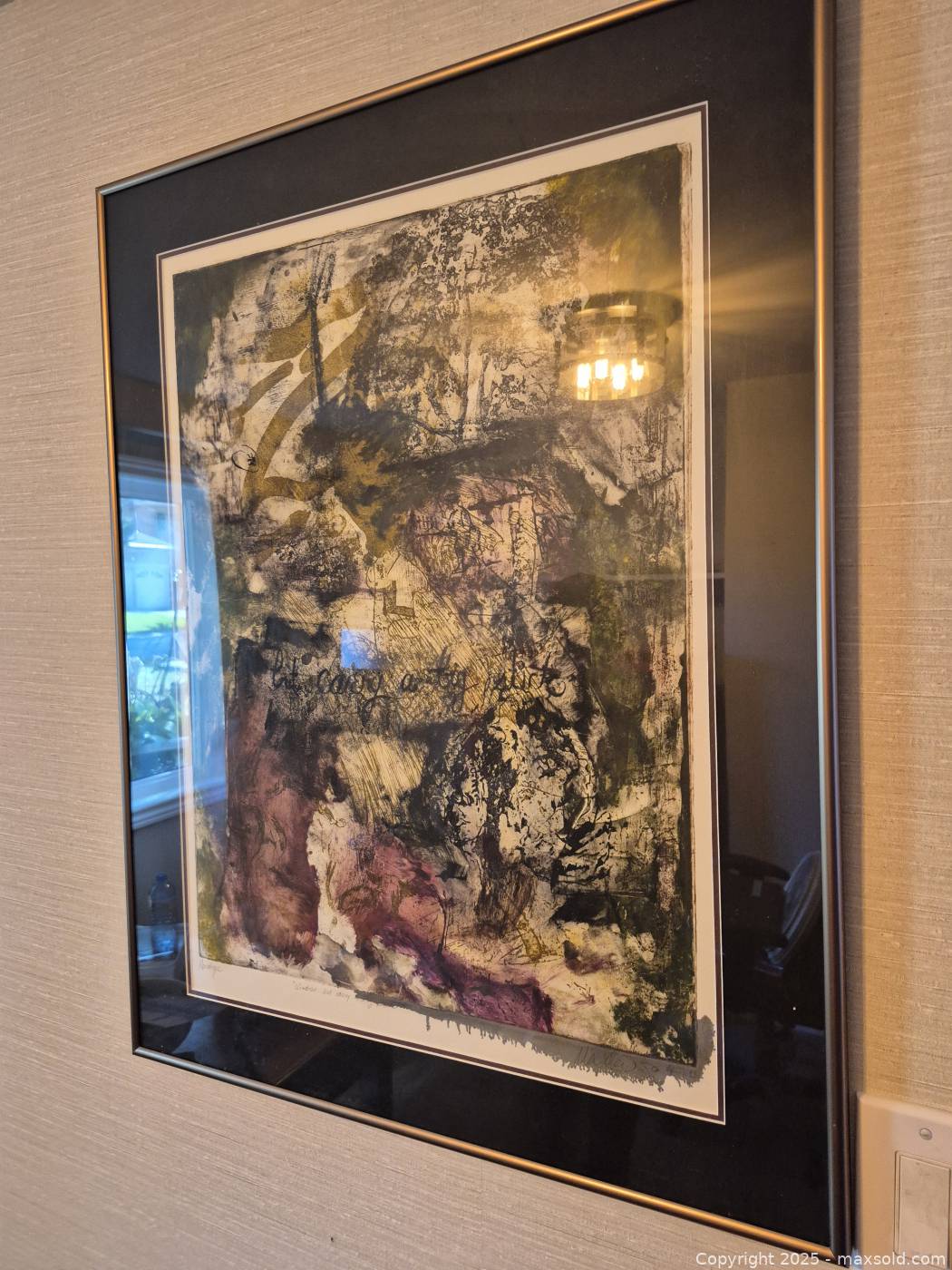 Signed & numbered abstract monotype print, framed | Maxsold