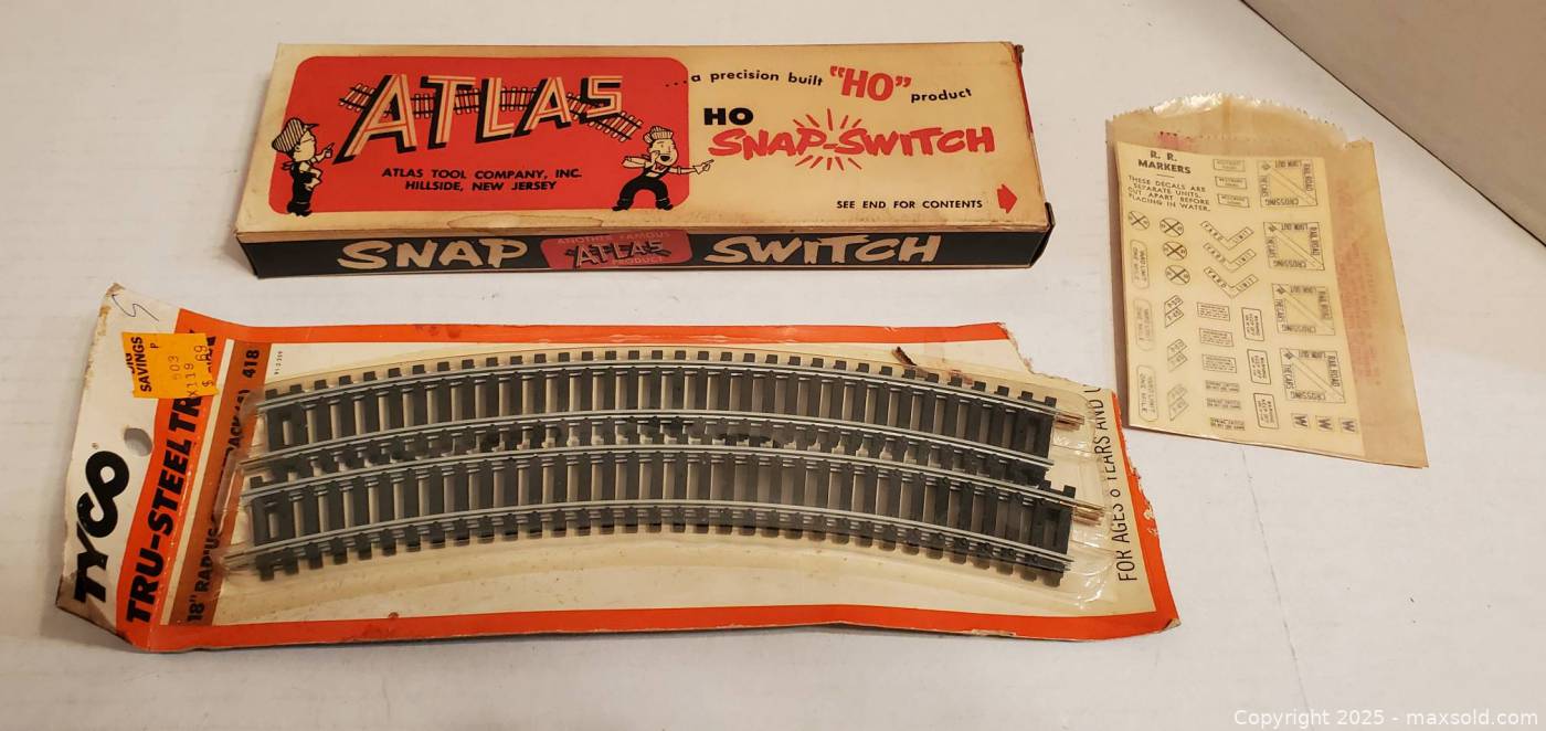 Atlas HO Snap Switch, Tyco Curved Track, Decal Sheet | Maxsold