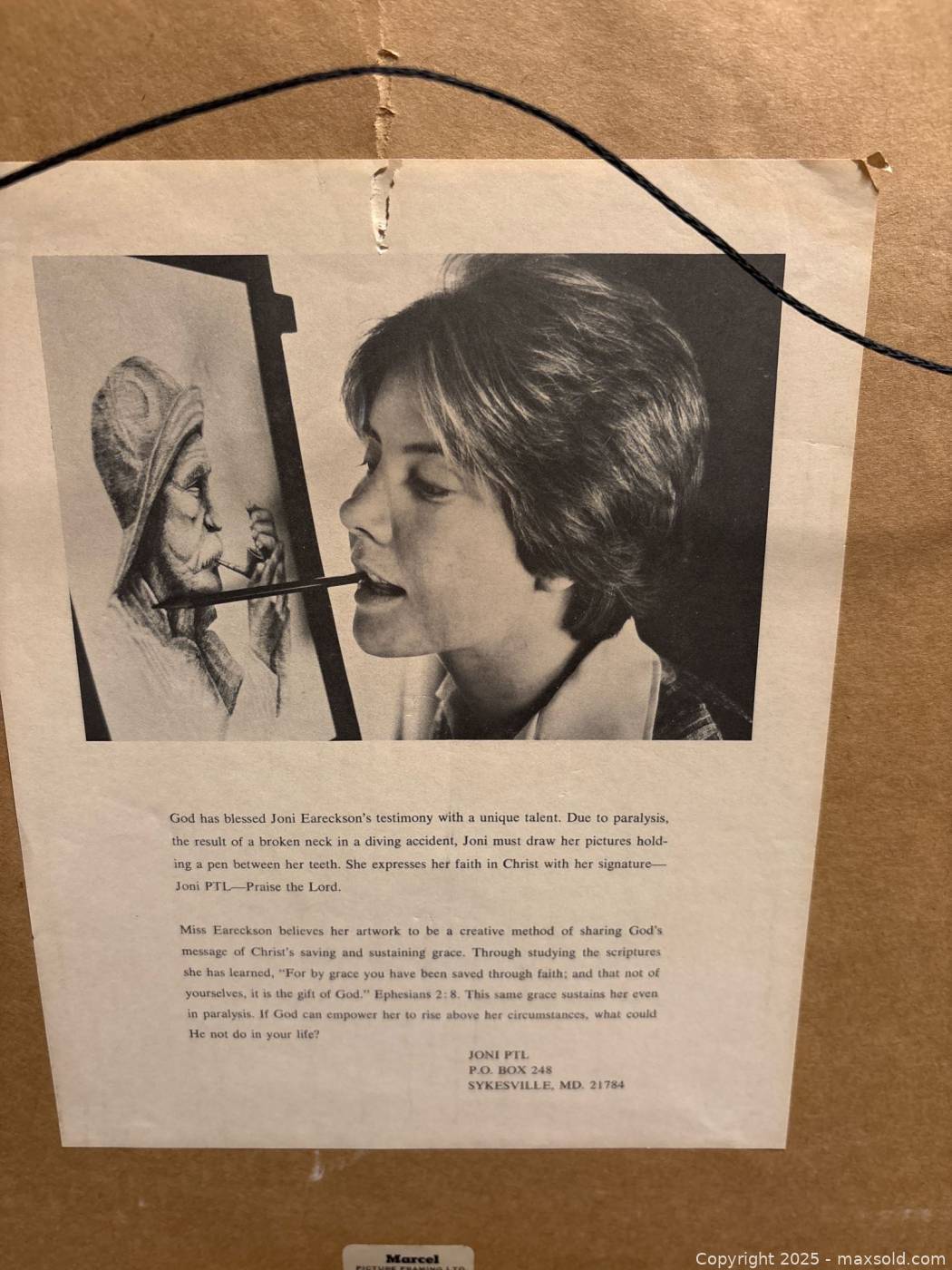 Joni Eareckson Tada Signed Graphite Sailboat Drawing Maxsold