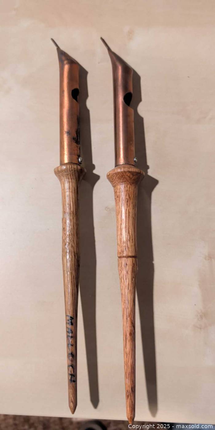 Lot De 4 Outils à Batik Indonésiens Vintage - Canting Tjanting (Cuivre, Laiton, Bois)