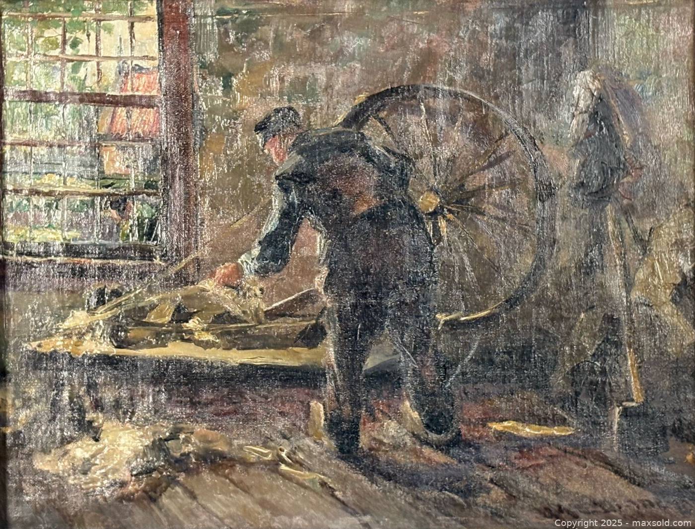 Mary Digman Mary Ella Williams Digman oil painting The Old Spinner | Maxsold