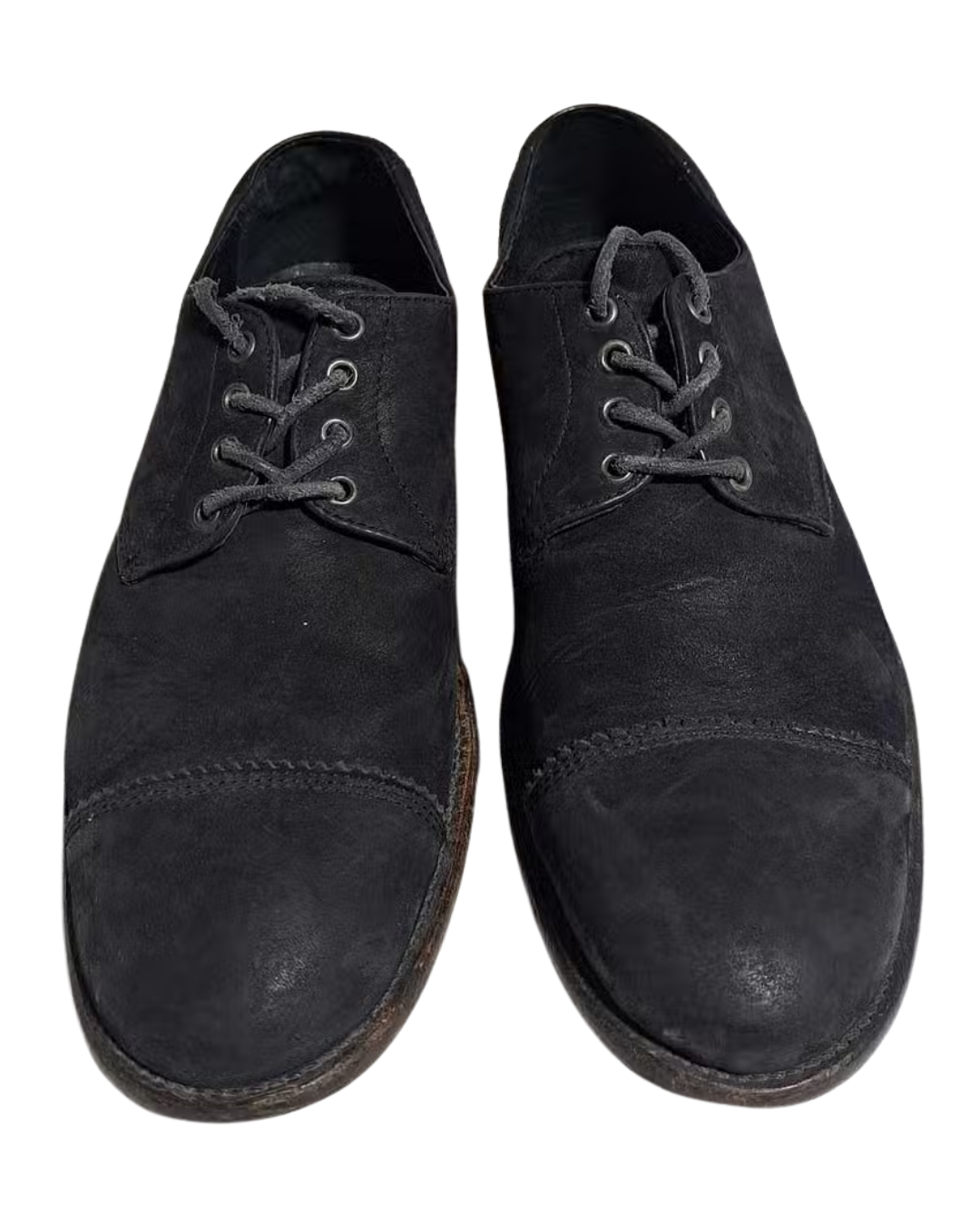 AllSaints Men s Black Leather Cap Toe Shoes USA 8 Maxsold