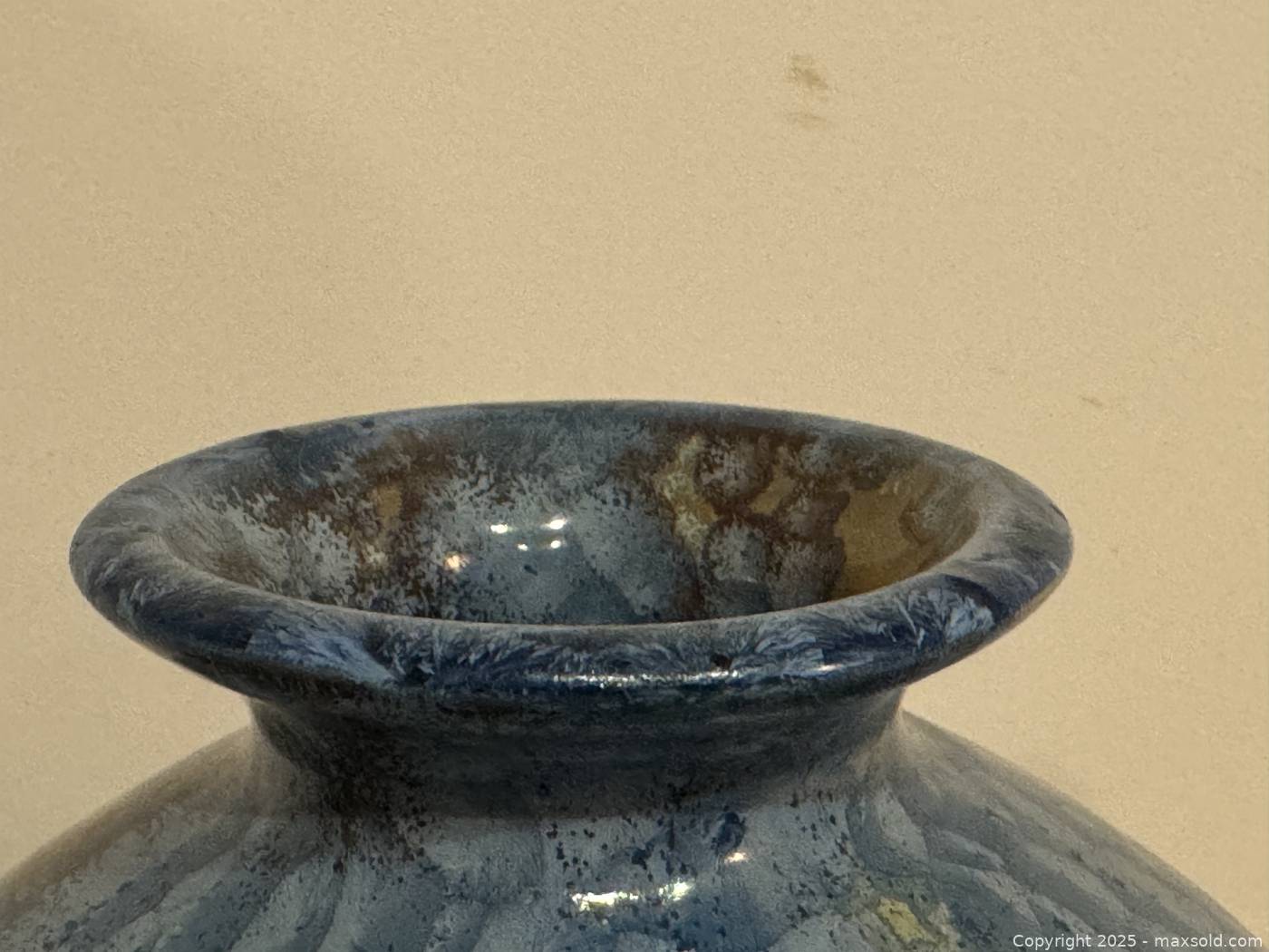 Blue Crystalline Glaze Studio Pottery Vase Signed Lewis | Maxsold