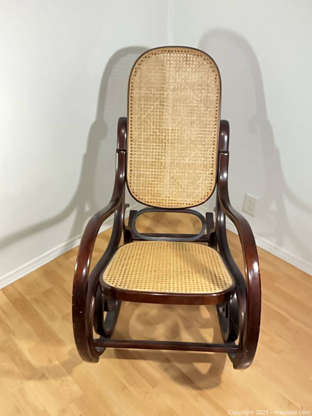 Bent wood rocking chair & MCM canvas magazine rack | Maxsold