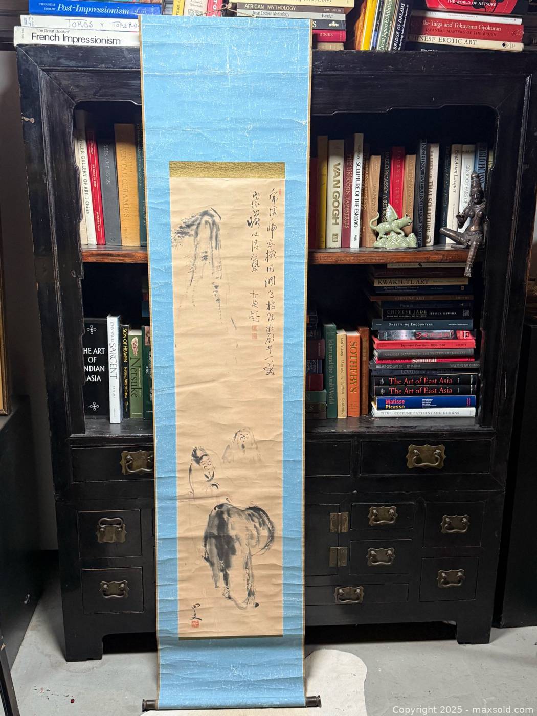 Antique Japanese signed hand-painted hanging scroll | Maxsold
