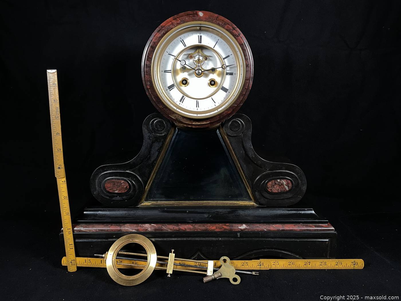 Antique mantle clock with pendulum and key | Maxsold