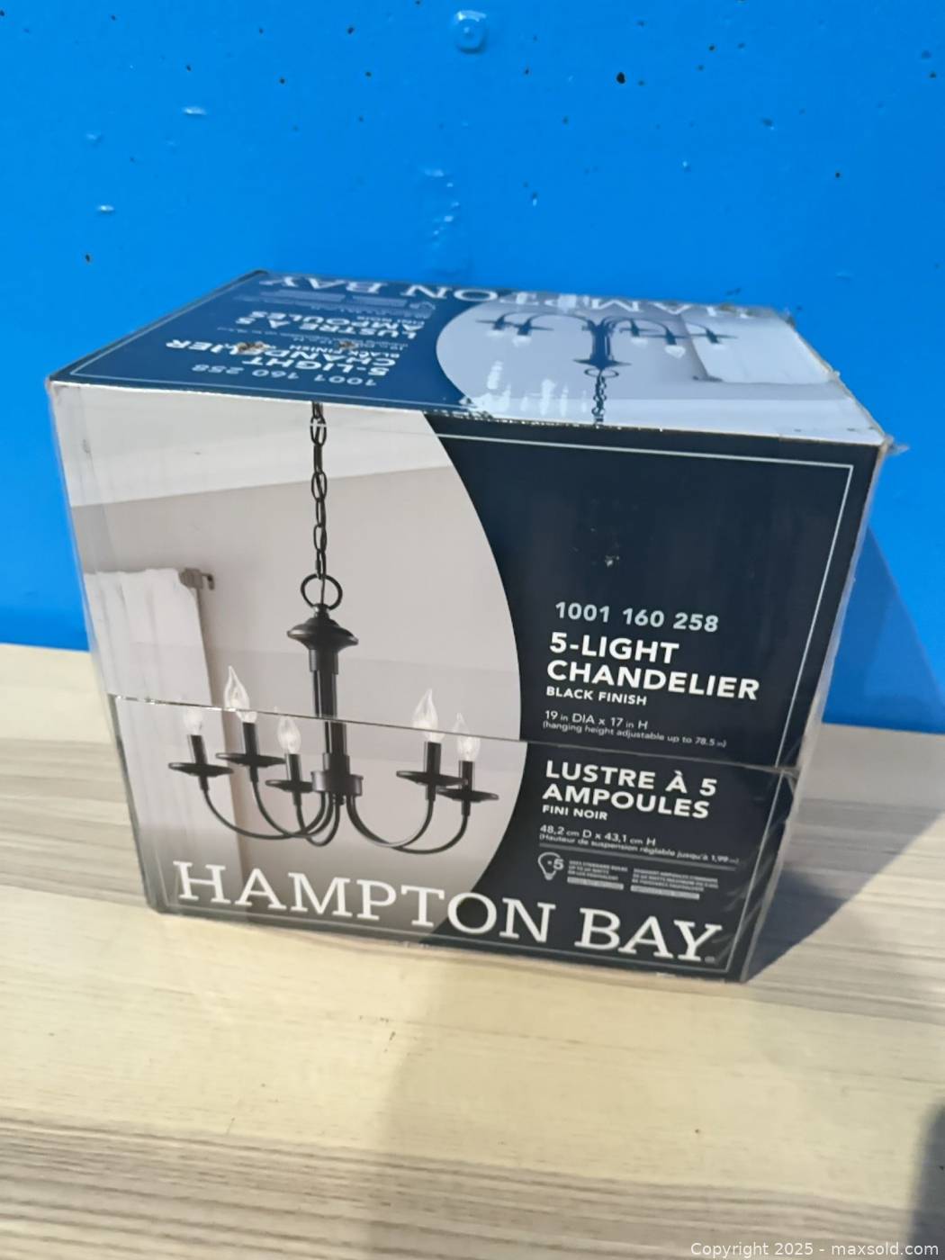 Hampton Bay 5-Light Chandelier, black finish, new in box | Maxsold
