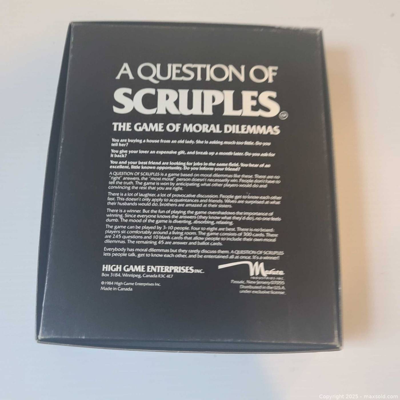 A Question of Scruples card game 1984 | Maxsold