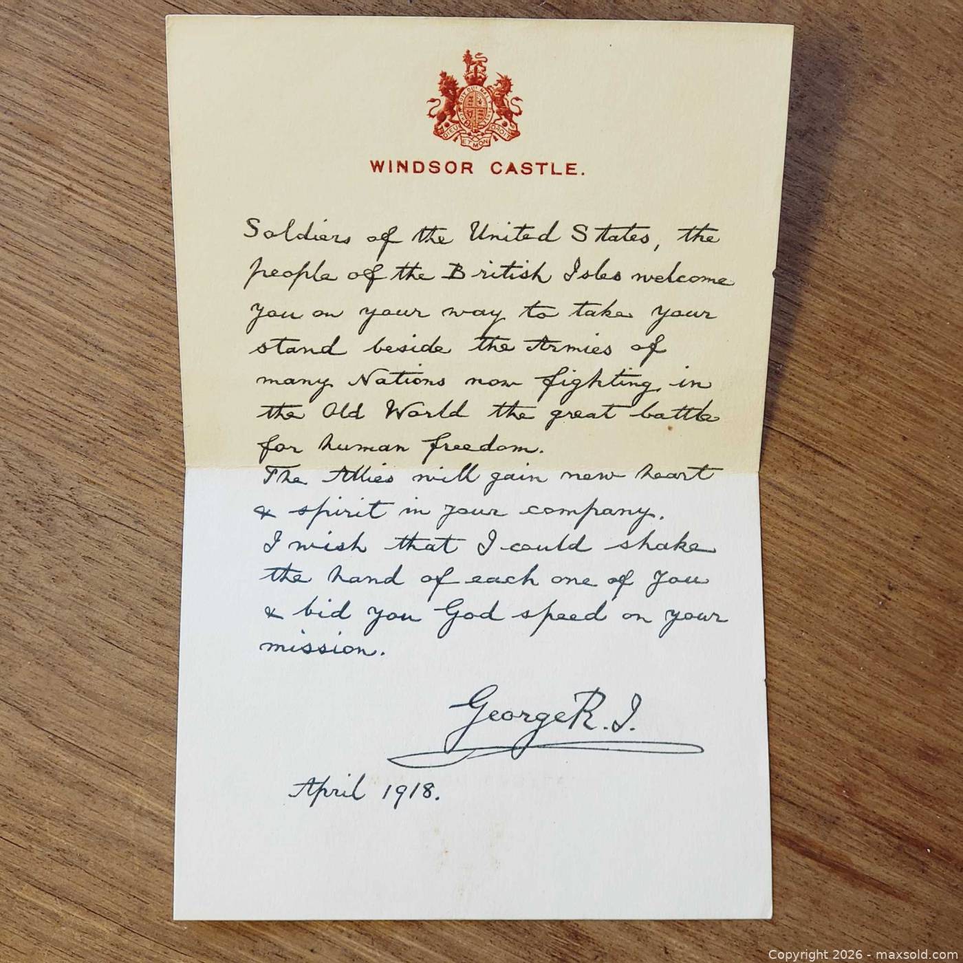 1918 World War I King George V letter & envelope | Maxsold