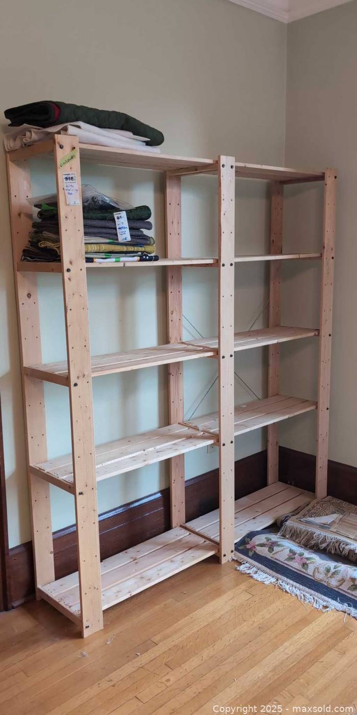 Pine Storage Racks IKEA freestanding pine shelving unit | Maxsold