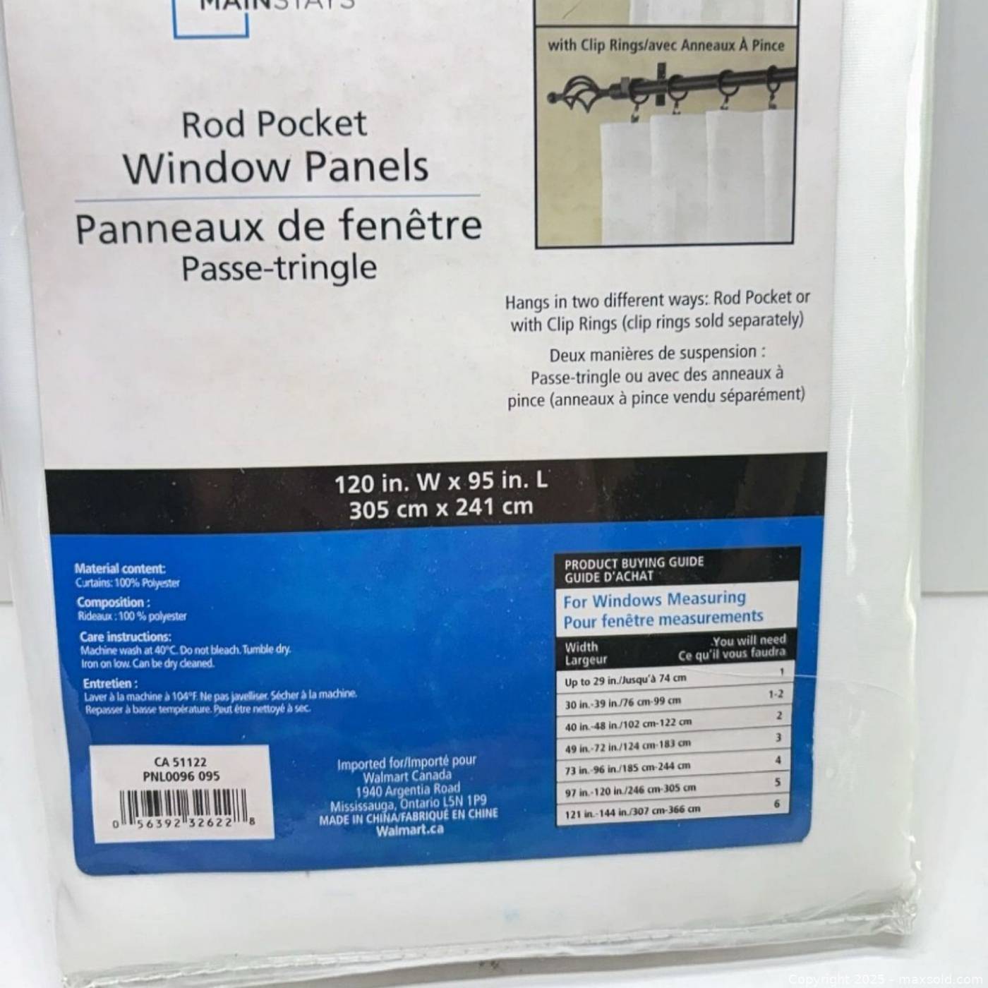Mainstays Rod Pocket Sheer Window Panels, 2 Pack | Maxsold