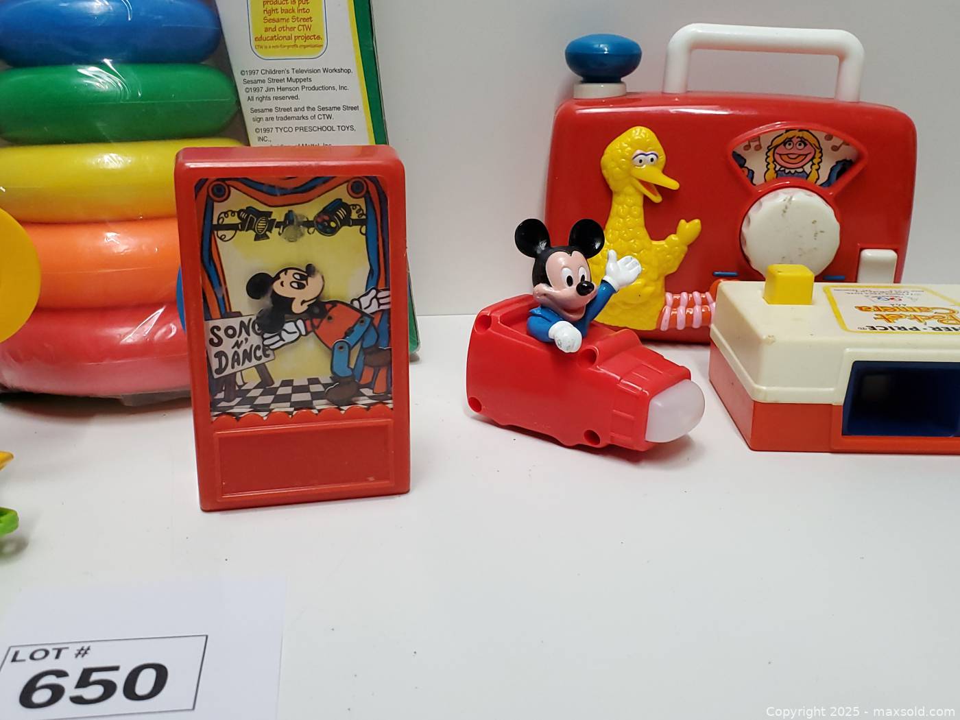 Vintage cash register, Tyco Elmo stacking rings, Disney & Looney Tunes ...