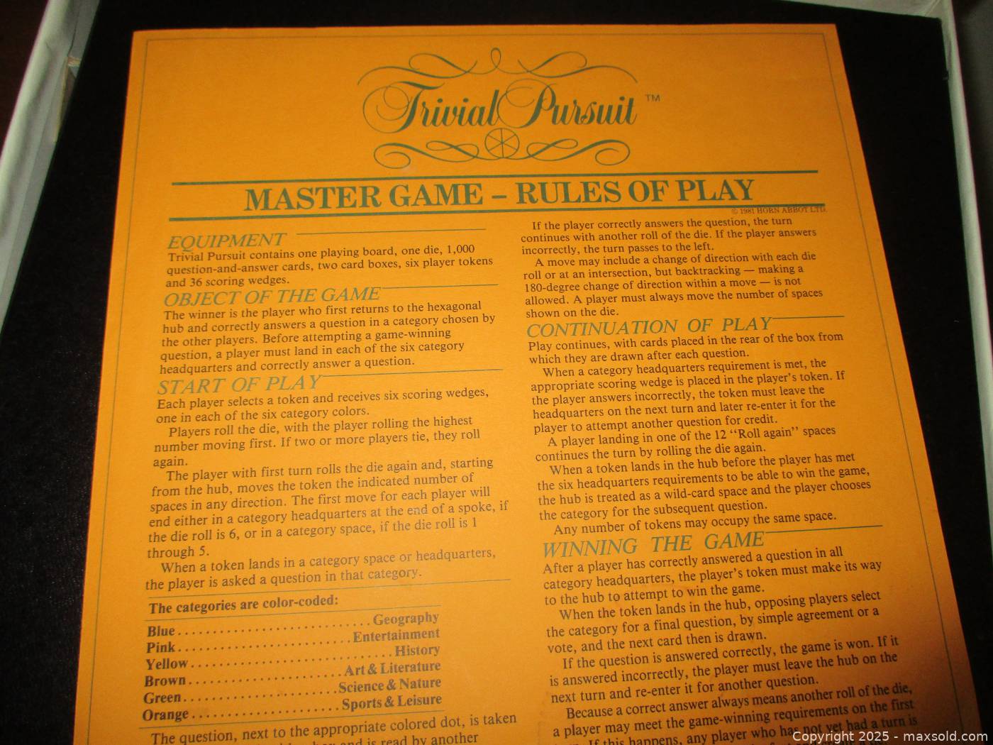 Vintage Trivial Pursuit Master Game board game | Maxsold