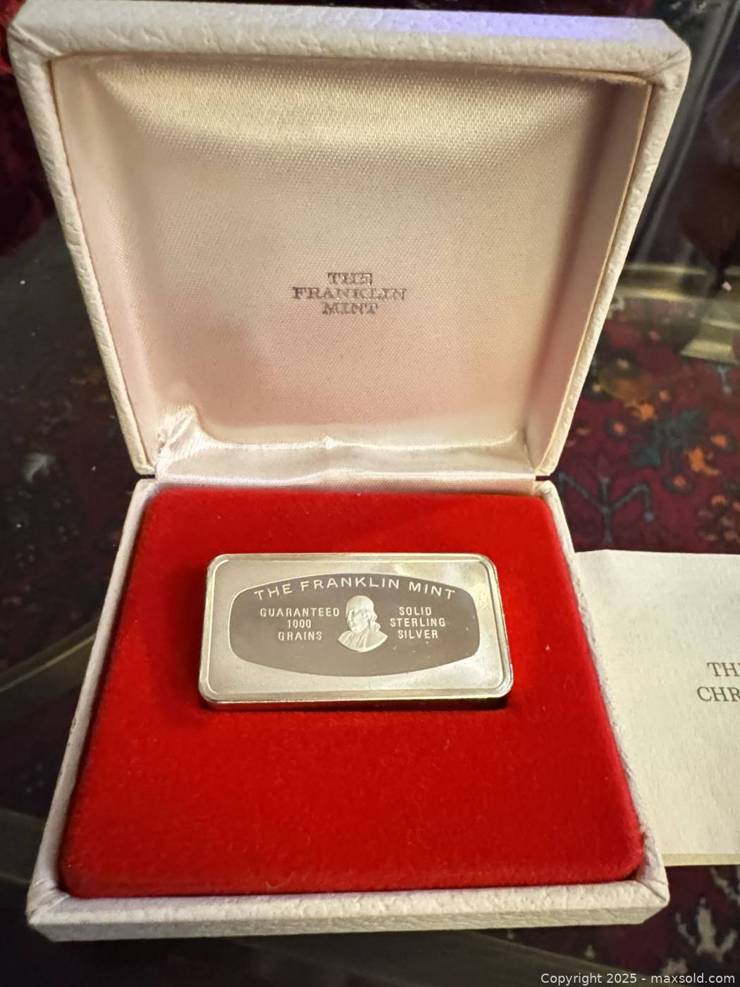 Franklin Mint 1973 Christmas sterling silver ingot | Maxsold