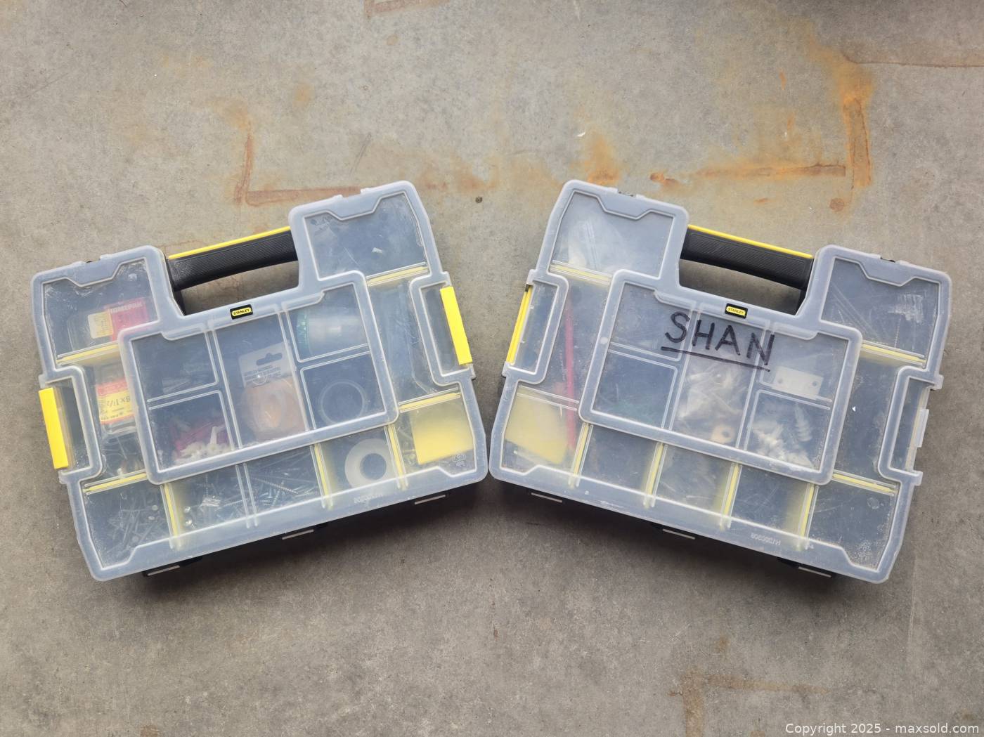 Stanley stackable storage organizers with mixed hardware | Maxsold