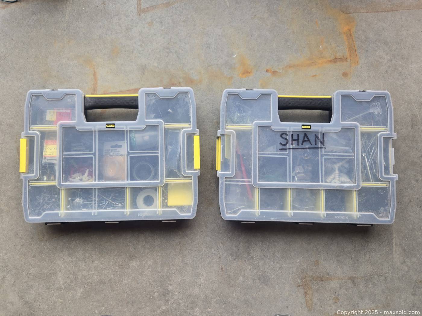Stanley stackable storage organizers with mixed hardware | Maxsold