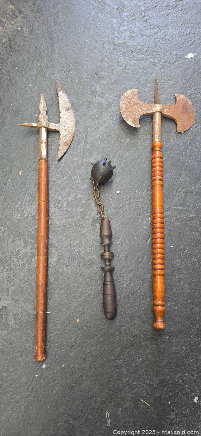 Weapons Reproduction Three Vintage Medieval Replica Weapons | Maxsold